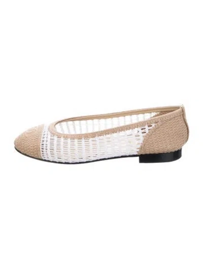 Pre-owned Chanel 2025 Interlocking Cc Logo Ballet Flats In Neutrals/white