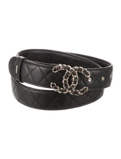 Pre-owned Chanel 2025 Interlocking Cc Logo Belt Kit In Black