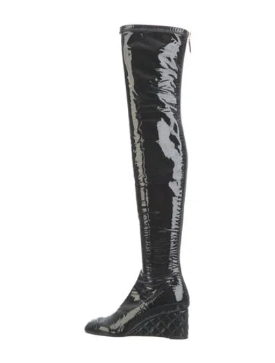 Pre-owned Chanel 2025 Interlocking Cc Logo Boots In Black