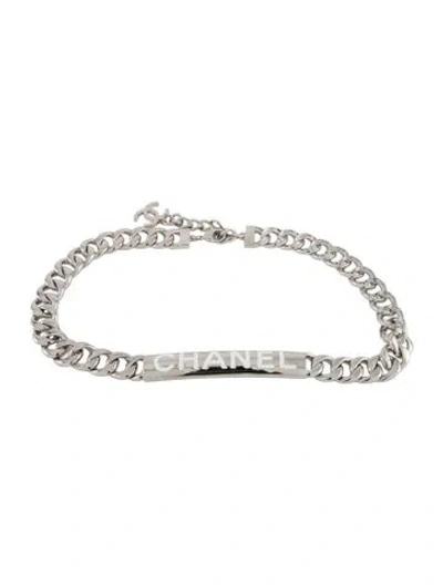 Pre-owned Chanel 2025 Interlocking Cc Logo Chain-link Belt In Silver