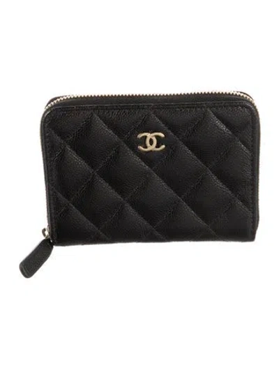 Pre-owned Chanel 2025 Interlocking Cc Logo Compact Wallet W/ Tags In Black