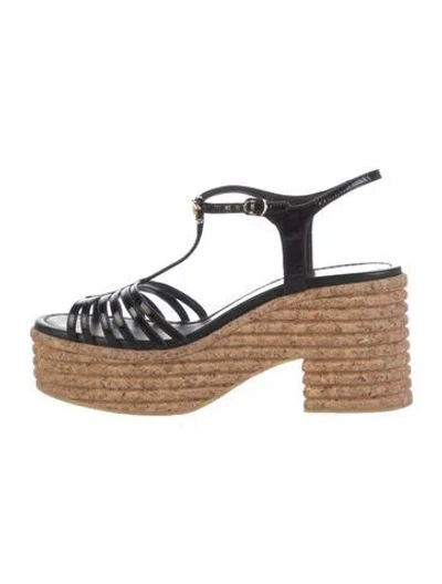 Pre-owned Chanel 2025 Interlocking Cc Logo Espadrilles In Black/neutrals
