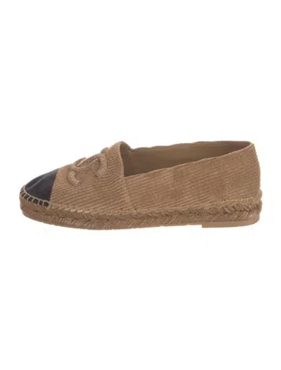 Pre-owned Chanel 2025 Interlocking Cc Logo Espadrilles In Brown