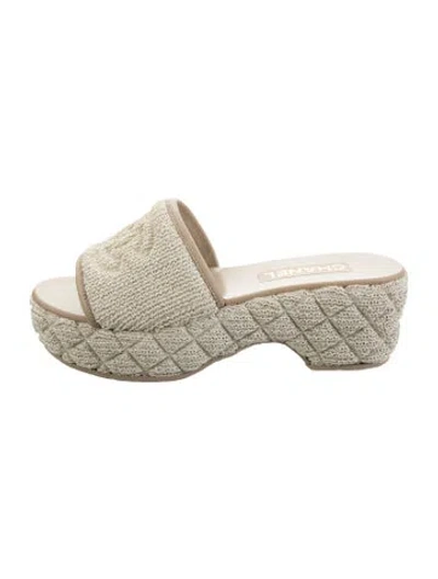 Pre-owned Chanel 2025 Interlocking Cc Logo Espadrilles In Neutral