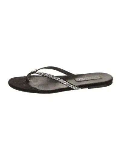 Pre-owned Chanel 2025 Interlocking Cc Logo Flip Flops In Black