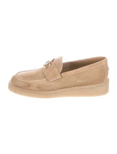 Pre-owned Chanel 2025 Interlocking Cc Logo Loafers In Neutral