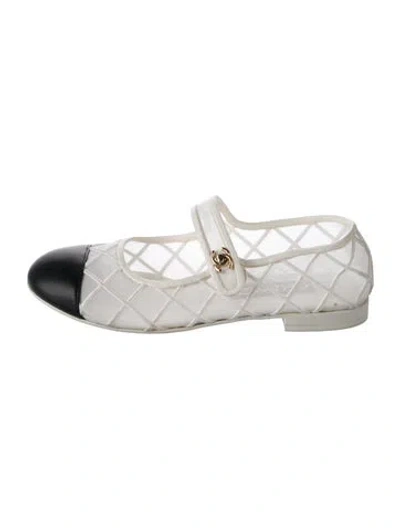 Pre-owned Chanel 2025 Interlocking Cc Logo Mary Jane Flats Mary Jane Flats In White