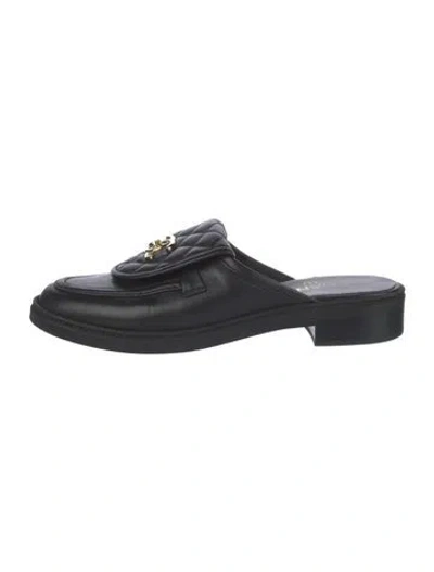 Pre-owned Chanel 2025 Interlocking Cc Logo Mules In Black