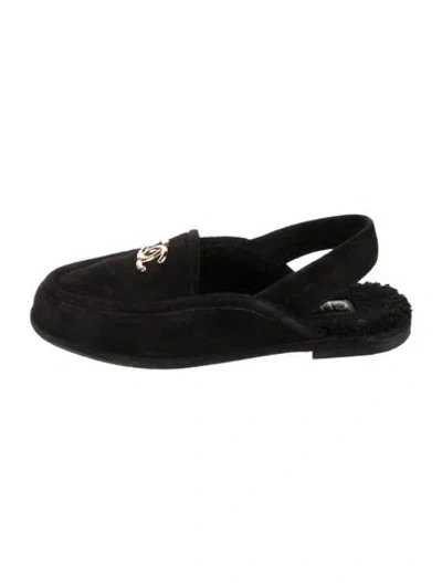 Pre-owned Chanel 2025 Interlocking Cc Logo Mules In Black