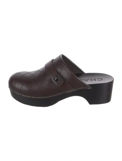 Pre-owned Chanel 2025 Interlocking Cc Logo Mules In Brown