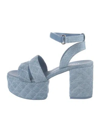 Pre-owned Chanel 2025 Interlocking Cc Logo Sandals In Blue