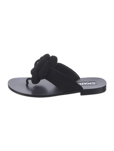 Pre-owned Chanel 2025 Interlocking Cc Logo Slides In Black