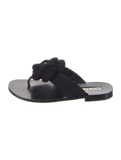 Pre-owned Chanel 2025 Interlocking Cc Logo Slides In Black