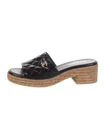 Pre-owned Chanel 2025 Interlocking Cc Logo Slides In Black/neutrals