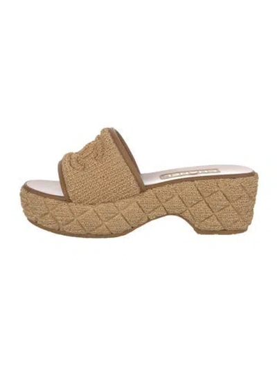 Pre-owned Chanel 2025 Interlocking Cc Logo Slides In Neutrals