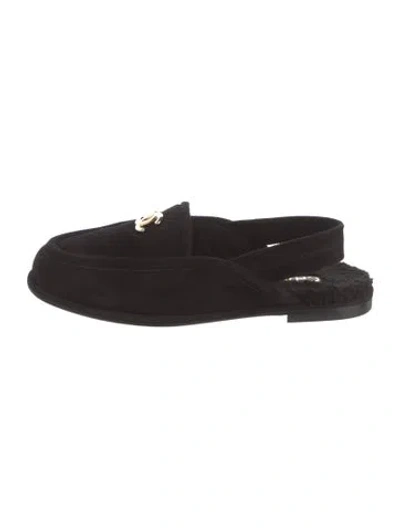 Pre-owned Chanel 2025 Interlocking Cc Logo Slingback Flats In Black