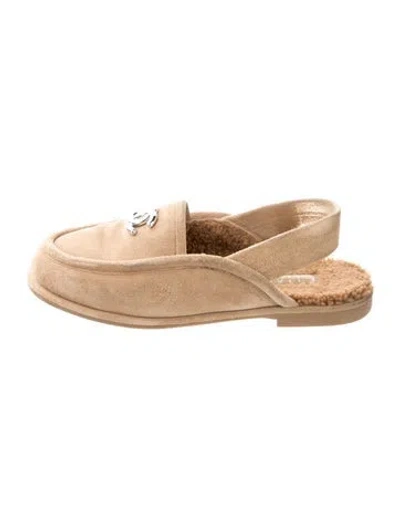 Pre-owned Chanel 2025 Interlocking Cc Logo Slingback Flats In Neutral