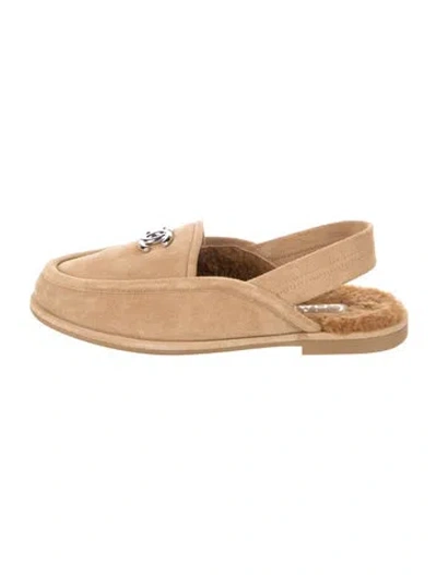 Pre-owned Chanel 2025 Interlocking Cc Logo Slippers In Brown/silver