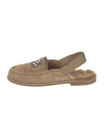 Pre-owned Chanel 2025 Interlocking Cc Logo Slippers In Neutrals