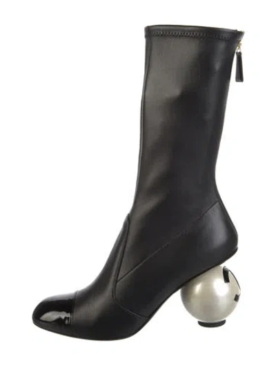 Pre-owned Chanel 2025 Interlocking Cc Logo Sock Boots In Black