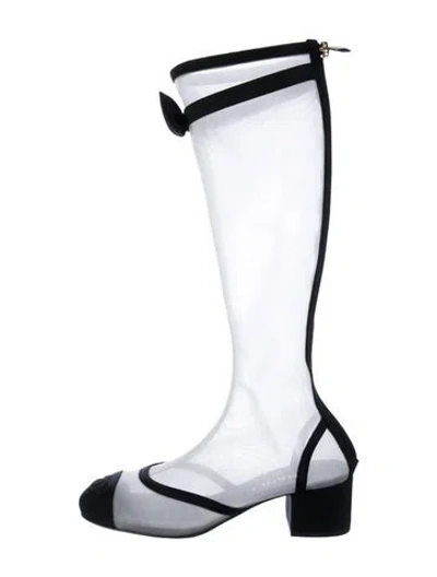 Pre-owned Chanel 2025 Interlocking Cc Logo Sock Boots In Black