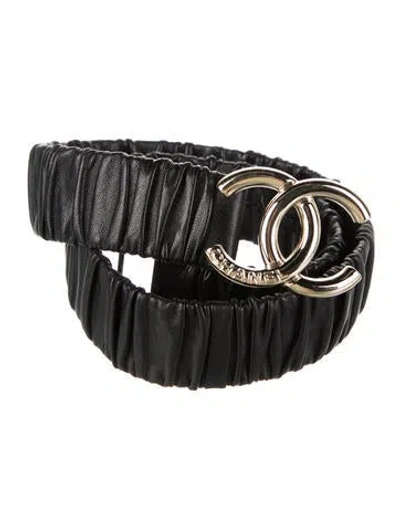 Pre-owned Chanel 2025 Interlocking Cc Logo Waist Belt W/ Tags In Black