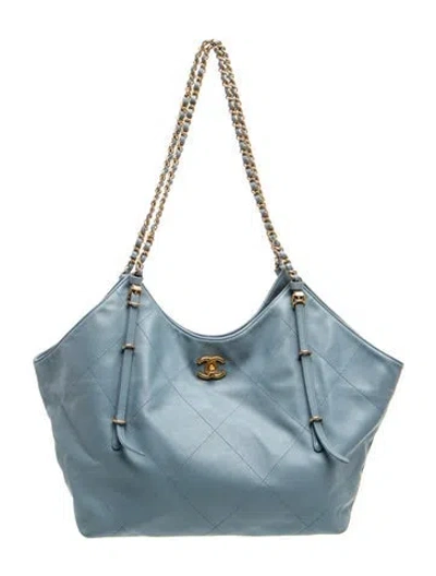 Pre-owned Chanel 2025 Large Coco Shopping Tote In Blue