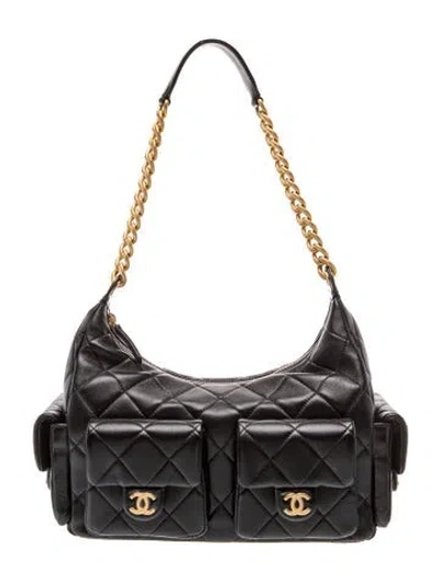 Pre-owned Chanel 2025 Maxi Trendy Pockets Hobo In Black