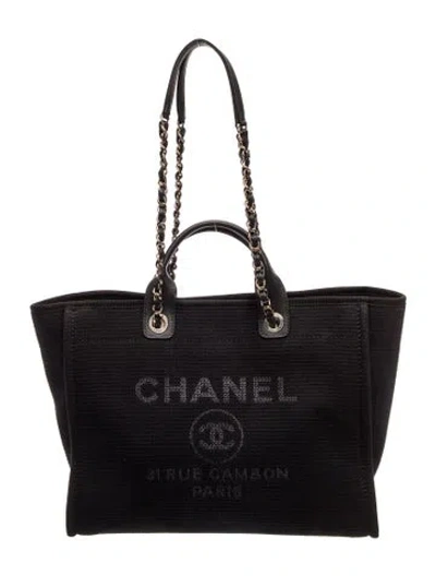 Pre-owned Chanel 2025 Medium Deauville Shopping Tote In Black