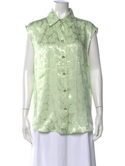 Pre-owned Chanel 2025 Metiers D'art Paris-hangzhou Button-up Top In Green