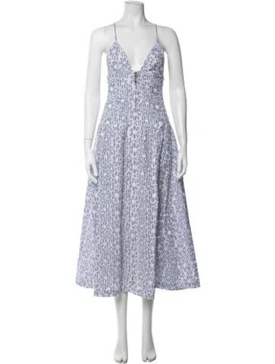 Pre-owned Chanel 2025 Midi Length Dress W/ Tags In Blue/white