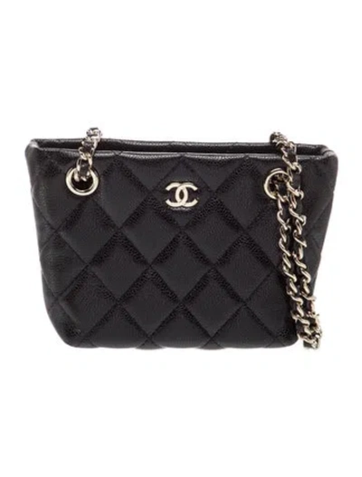 Pre-owned Chanel 2025 Mini Caviar Tote In Black