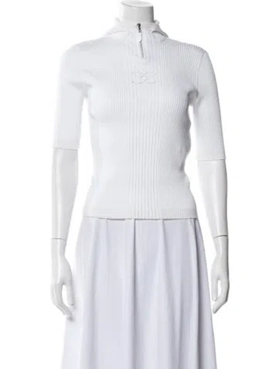 Pre-owned Chanel 2025 Mock Neck Sweater W/ Tags In White