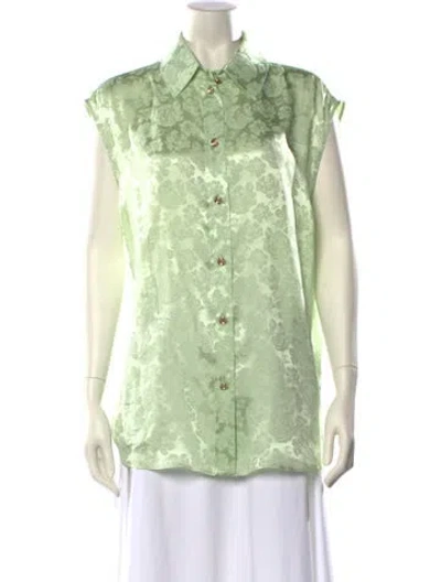 Pre-owned Chanel 2025 Paris-hangzhou Button-up Top In Green