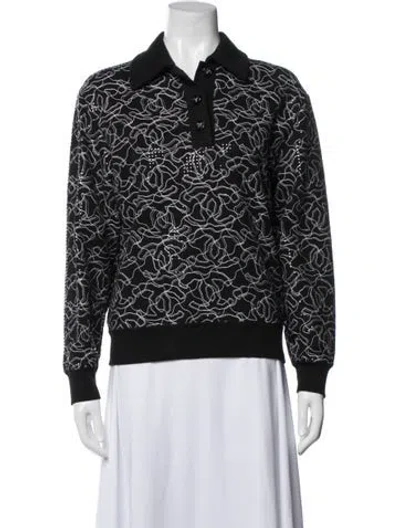Pre-owned Chanel 2025 Patterned Polo In Black