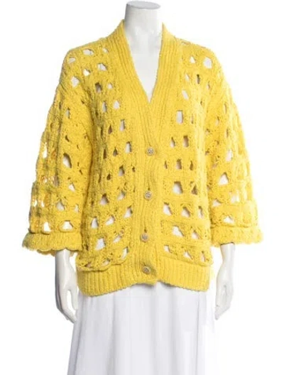 Pre-owned Chanel 2025 Patterned Sweater In Yellow