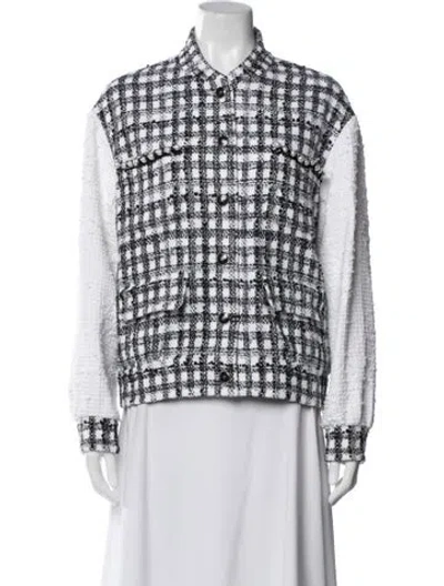 Pre-owned Chanel 2025 Plaid Print Jacket In White