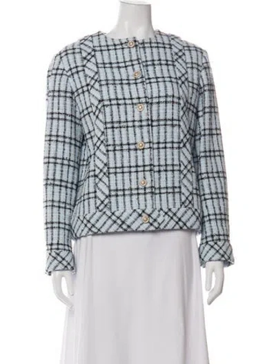 Pre-owned Chanel 2025 Plaid Print Jacket In White