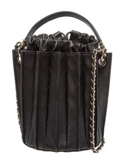 Pre-owned Chanel 2025 Pleated Mini Bucket Bag In Black