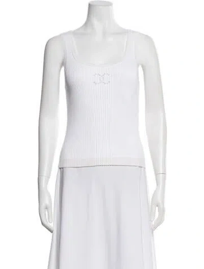 Pre-owned Chanel 2025 Scoop Neck Sweater In White