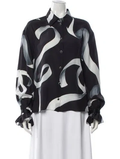 Pre-owned Chanel 2025 Silk Blouse In Gray