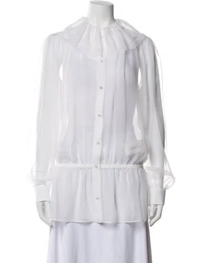 Pre-owned Chanel 2025 Silk Blouse W/ Tags In Neutrals