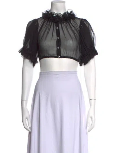 Pre-owned Chanel 2025 Silk Crop Top W/ Tags In Black