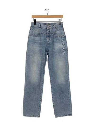 Pre-owned Chanel 2025 Straight Leg Jeans In Blue
