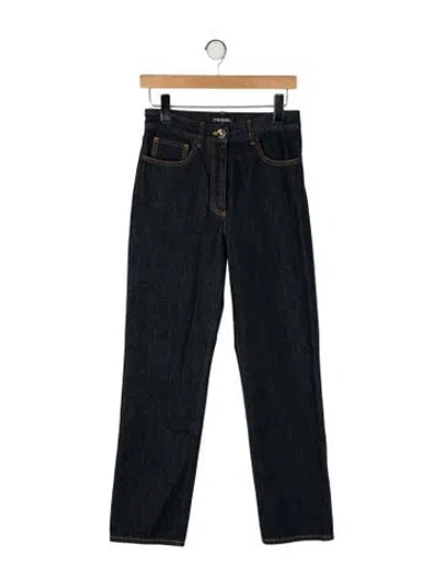 Pre-owned Chanel 2025 Straight Leg Jeans W/ Tags In Blue
