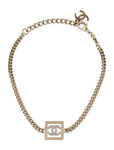 Pre-owned Chanel 2025 Strass Cc Choker Necklace, 15" In Multicolor
