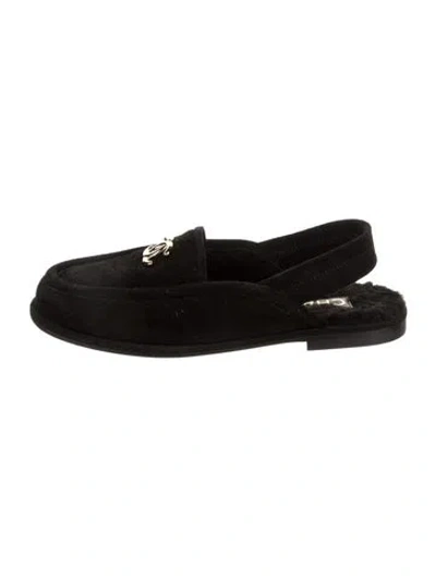 Pre-owned Chanel 2025 Suede Slingback Flats In Black