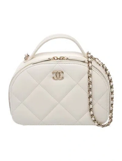 Pre-owned Chanel 2025 Top Handle Clutch W/ Chain In White