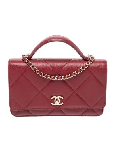 Pre-owned Chanel 2025 Top Handle Wallet On Chain W/tags In Red