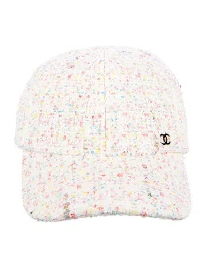Pre-owned Chanel 2025 Tweed Baseball Cap W/ Tags In White